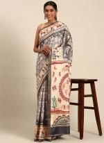 Cotton Grey Casual Wear Weaving  Saree